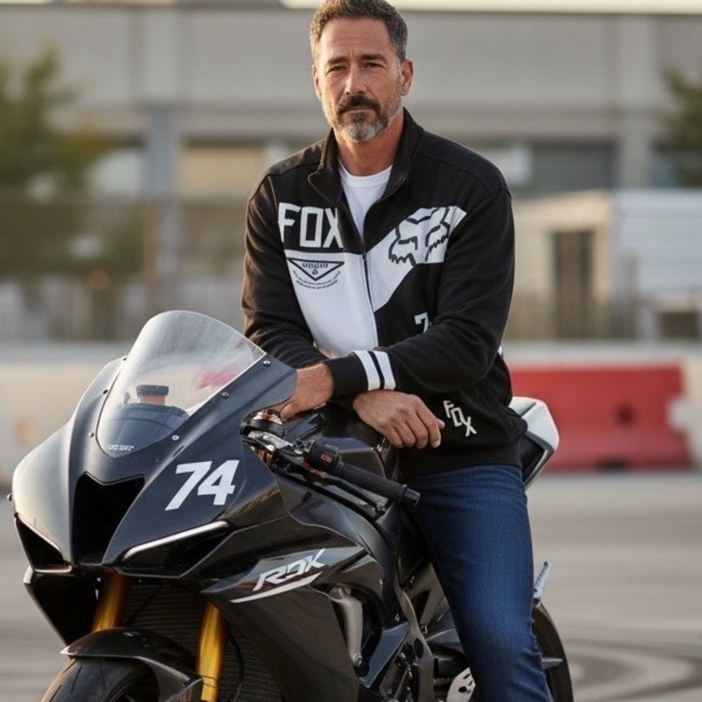 Fox Racing Mens Moto Co Track Jacket Black White Graphic Full Zip‎ XXL